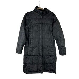 The North Face Women's 600 Small Fill Down Long Puffer Coat Hooded Quilted Black